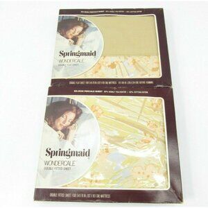 Vintage Double Sheet Springmaid Wondercale Oasis No Iron Percale New Flat Fitted